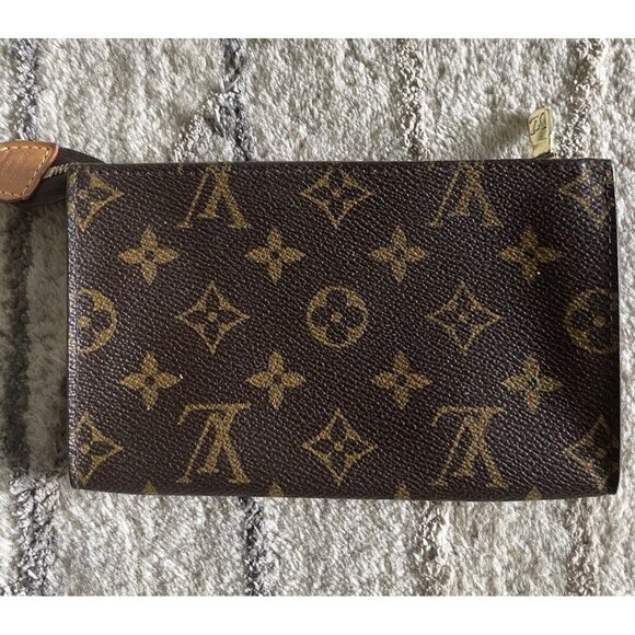 LOUIS VUITTON LV Bucket PM Pouch Bag Monogram Leather Brown France Small
